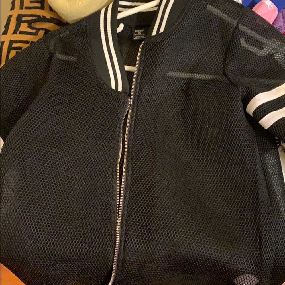 Mesh Varsity-Lined Neck Jacket